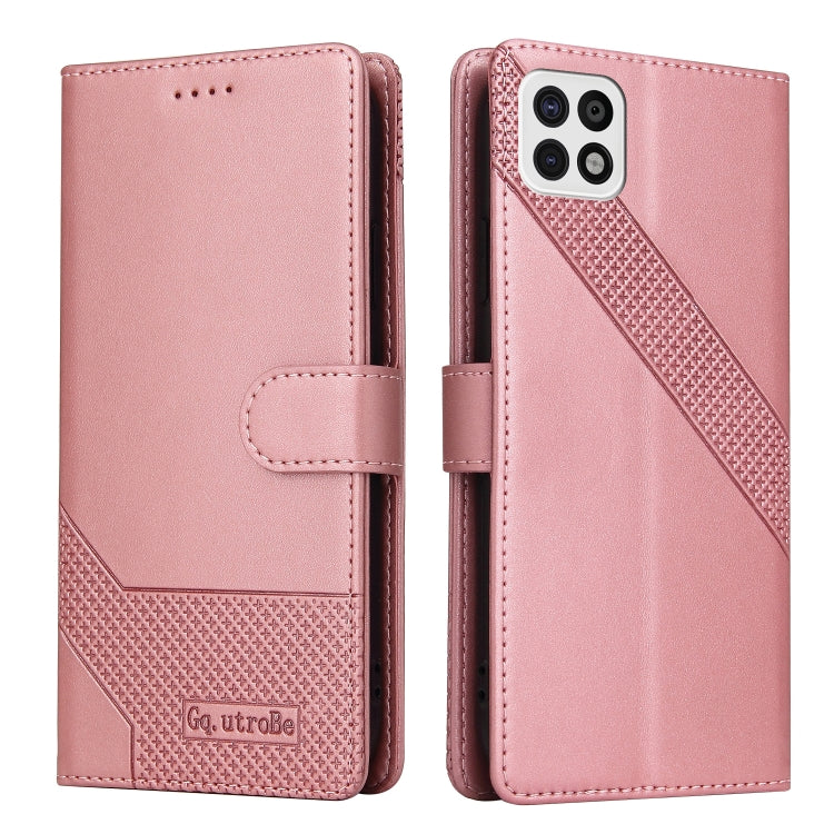 For Samsung Galaxy A22 5G GQUTROBE Skin Feel Magnetic Leather Phone Case