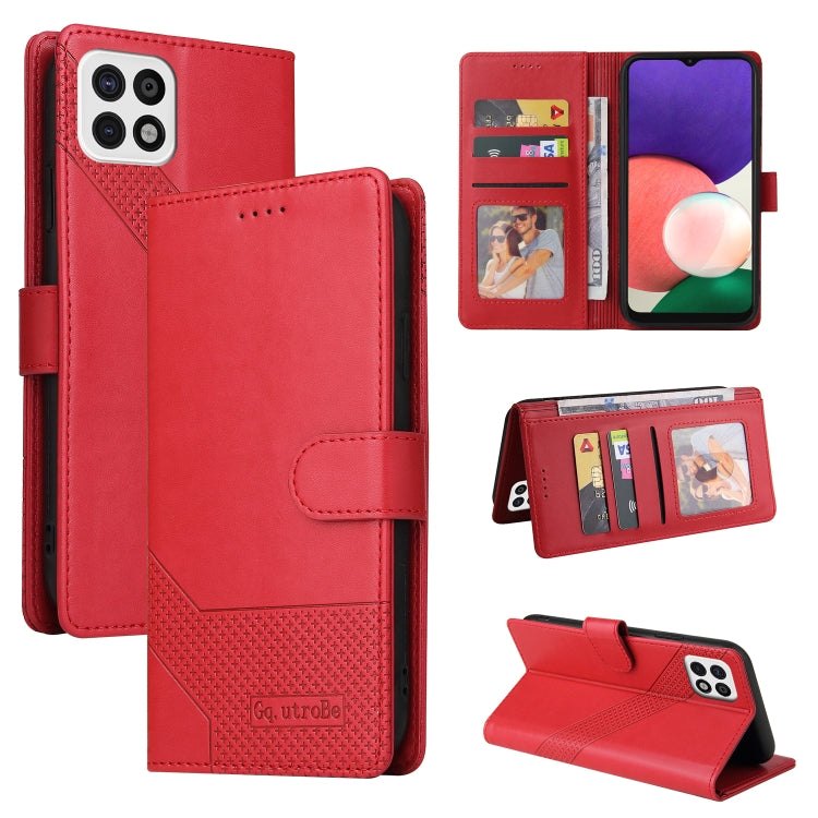 For Samsung Galaxy A22 5G GQUTROBE Skin Feel Magnetic Leather Phone Case