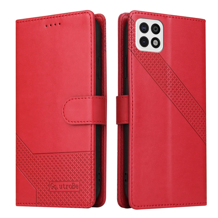 For Samsung Galaxy A22 5G GQUTROBE Skin Feel Magnetic Leather Phone Case