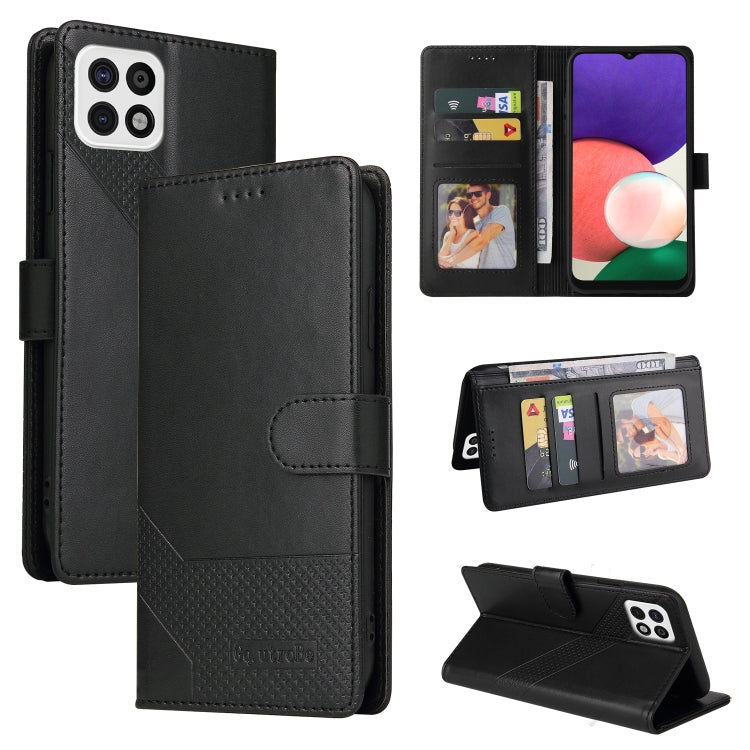 For Samsung Galaxy A22 5G GQUTROBE Skin Feel Magnetic Leather Phone Case