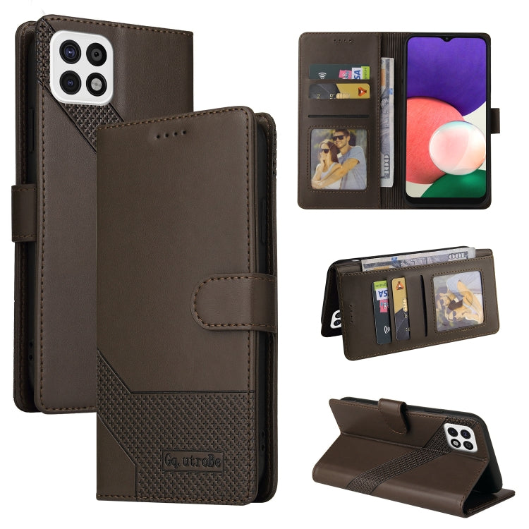 For Samsung Galaxy A22 5G GQUTROBE Skin Feel Magnetic Leather Phone Case