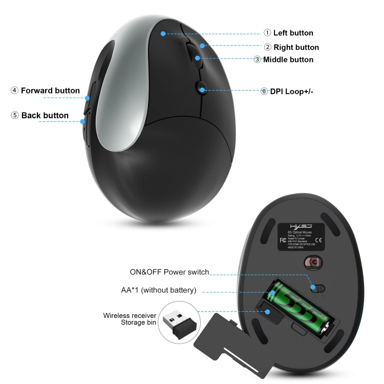 X10 2.4G Wireless Vertical Ergonomic Gaming Mouse