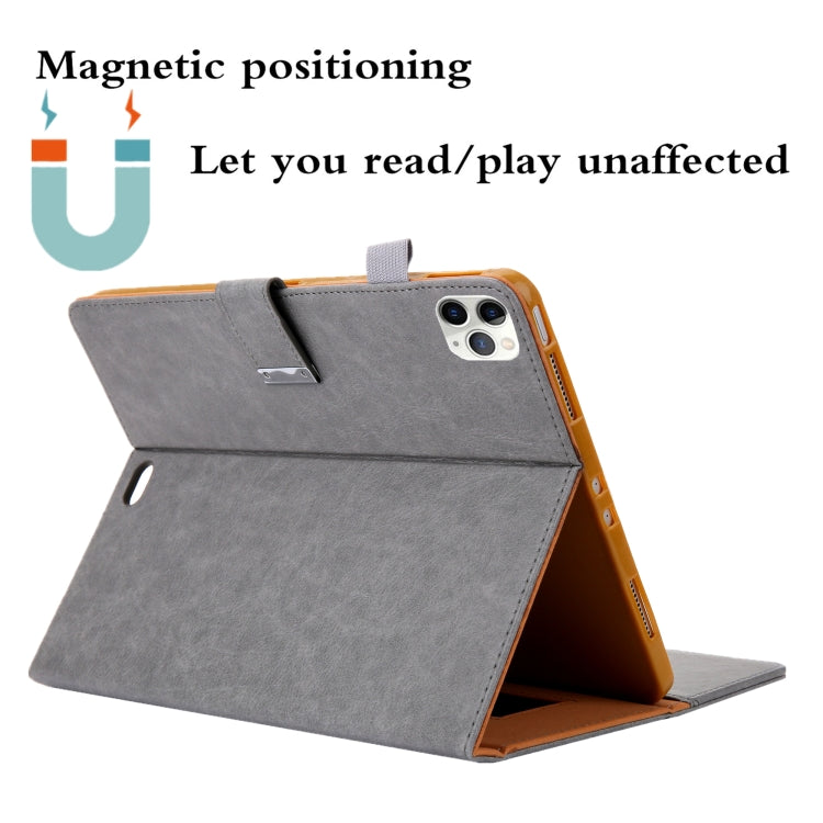 For iPad Pro 11 (2020) & (2018) Small Metal Button Magnetic Attraction Tablet PC Protective Leather Case with Deformable Bracket & Handle & Card Slots & Pen Slot & Sleep / Wake-up Function