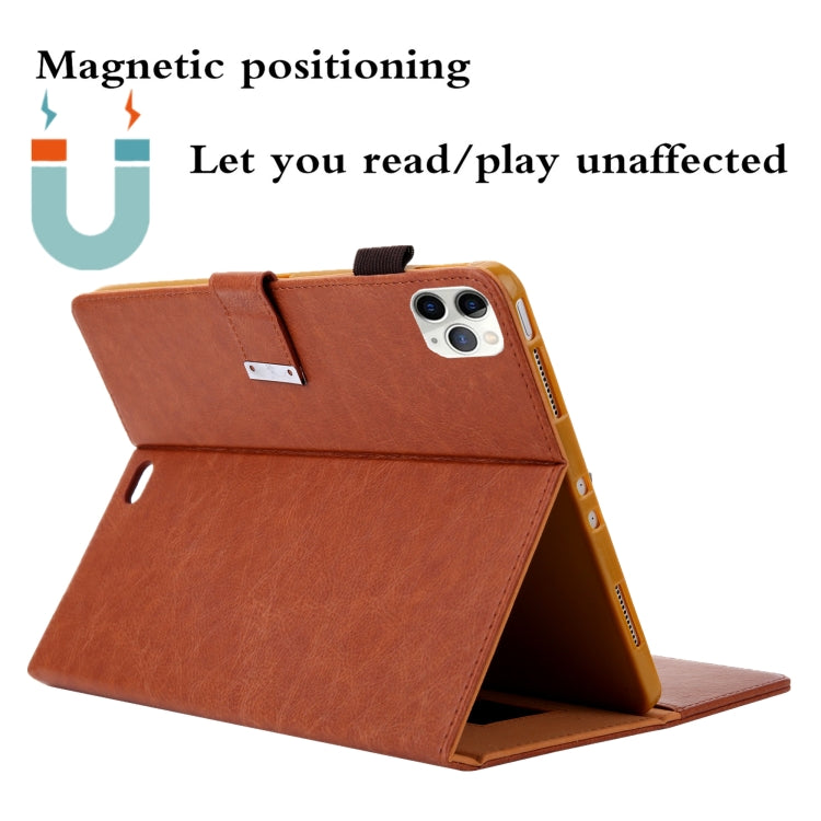 For iPad Pro 11 (2020) & (2018) Small Metal Button Magnetic Attraction Tablet PC Protective Leather Case with Deformable Bracket & Handle & Card Slots & Pen Slot & Sleep / Wake-up Function