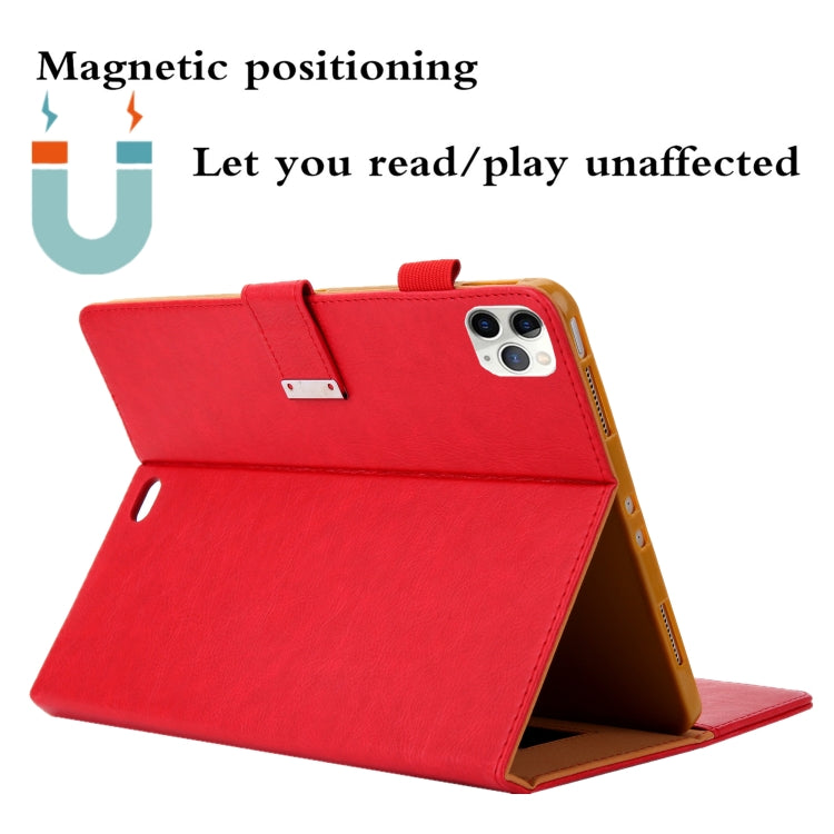 For iPad Pro 11 (2020) & (2018) Small Metal Button Magnetic Attraction Tablet PC Protective Leather Case with Deformable Bracket & Handle & Card Slots & Pen Slot & Sleep / Wake-up Function