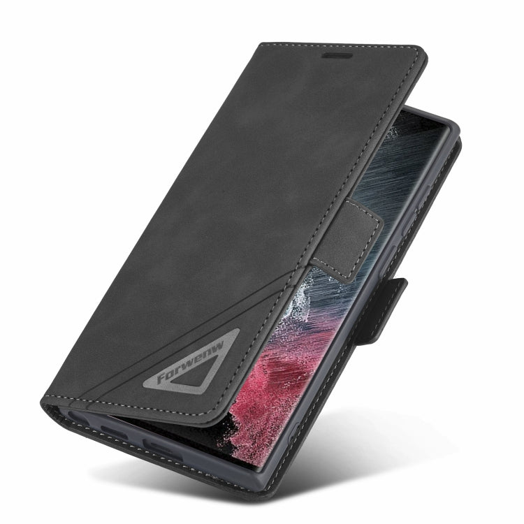 For Samsung Galaxy S22 Ultra 5G Forwenw Dual-side Buckle Leather Phone Case