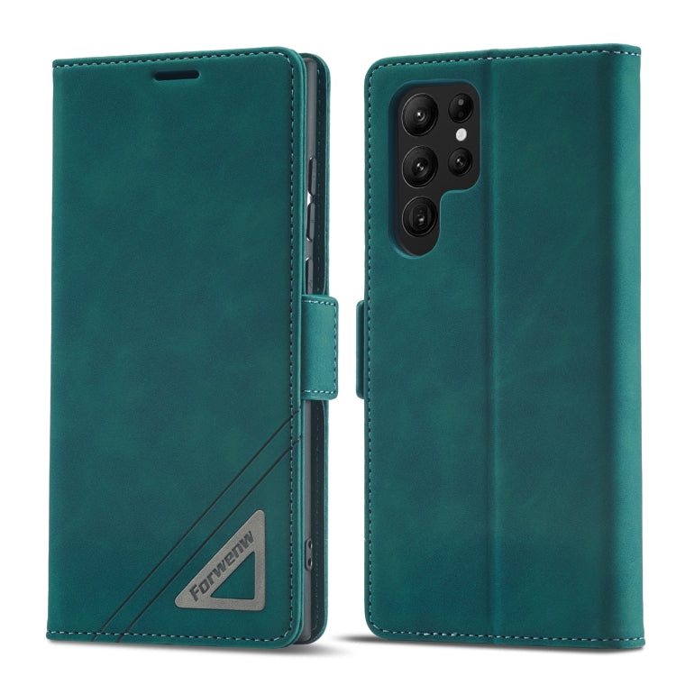For Samsung Galaxy S22 Ultra 5G Forwenw Dual-side Buckle Leather Phone Case