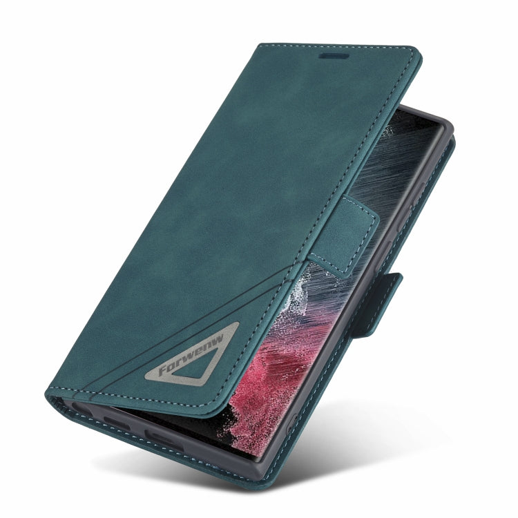For Samsung Galaxy S22 Ultra 5G Forwenw Dual-side Buckle Leather Phone Case