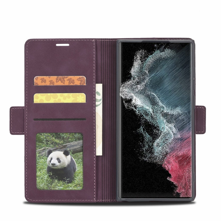 For Samsung Galaxy S22 Ultra 5G Forwenw Dual-side Buckle Leather Phone Case