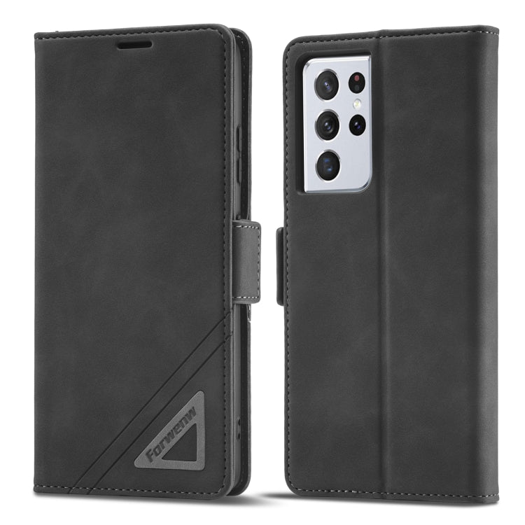 For Samsung Galaxy S21 Ultra 5G Forwenw Dual-side Buckle Leather Phone Case