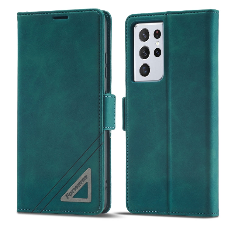 For Samsung Galaxy S21 Ultra 5G Forwenw Dual-side Buckle Leather Phone Case