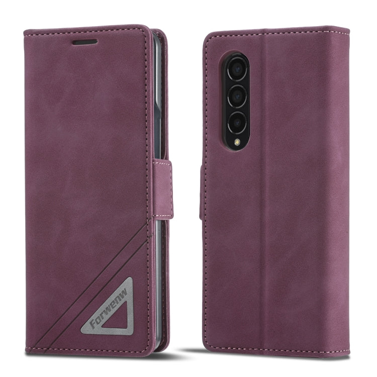 For Samsung Galaxy Z Fold3 5G Forwenw Dual-side Buckle Leather Phone Case