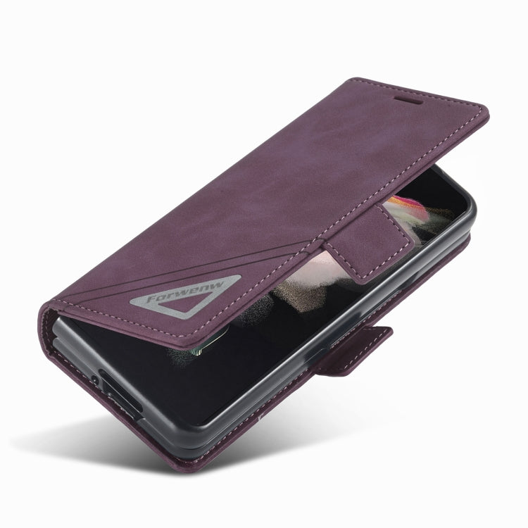 For Samsung Galaxy Z Fold4 Forwenw Dual-side Buckle Leather Phone Case