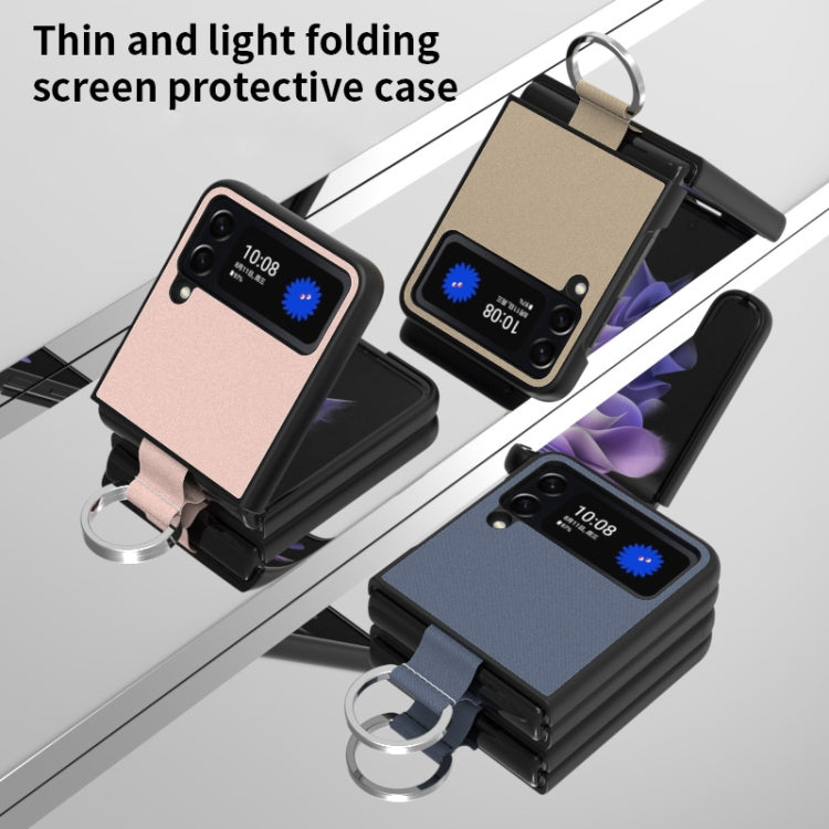 For Samsung Galaxy Z Flip4 Fabric Shockproof TPU Fold Protective Case with Lanyard