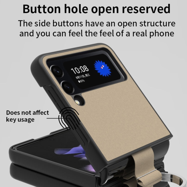 For Samsung Galaxy Z Flip4 Fabric Shockproof TPU Fold Protective Case with Lanyard