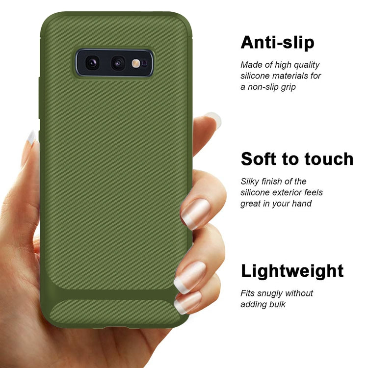 For Galaxy S10 Carbon Fiber Texture Shockproof TPU Protective Case