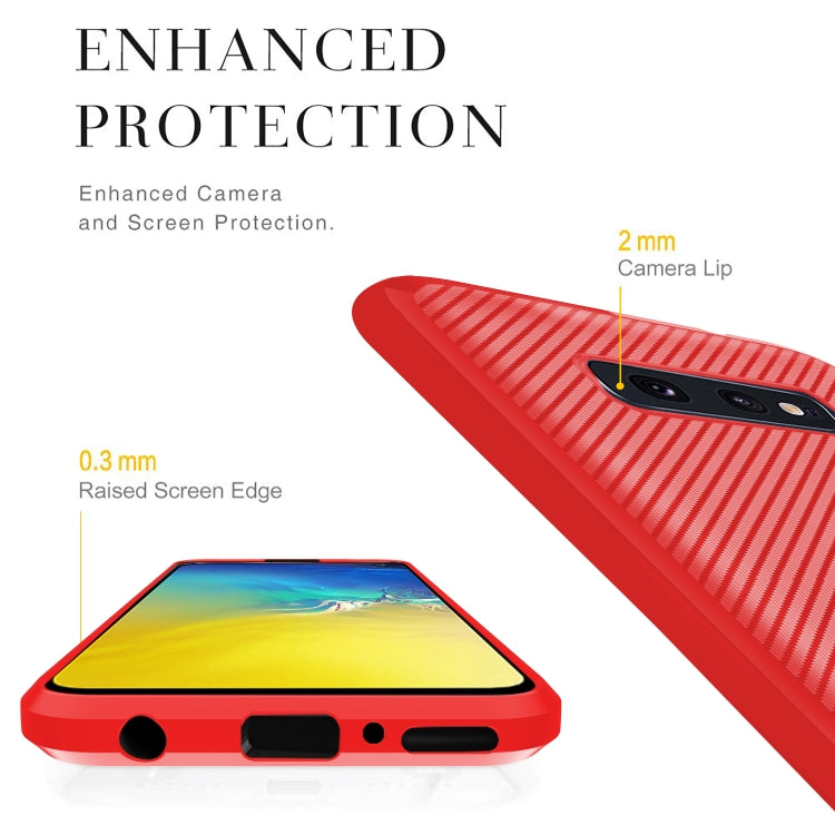 For Galaxy S10+ Carbon Fiber Texture Shockproof TPU Protective Case