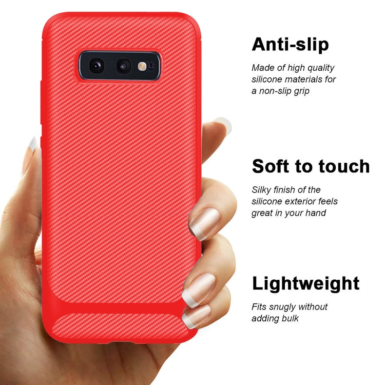 For Galaxy S10+ Carbon Fiber Texture Shockproof TPU Protective Case