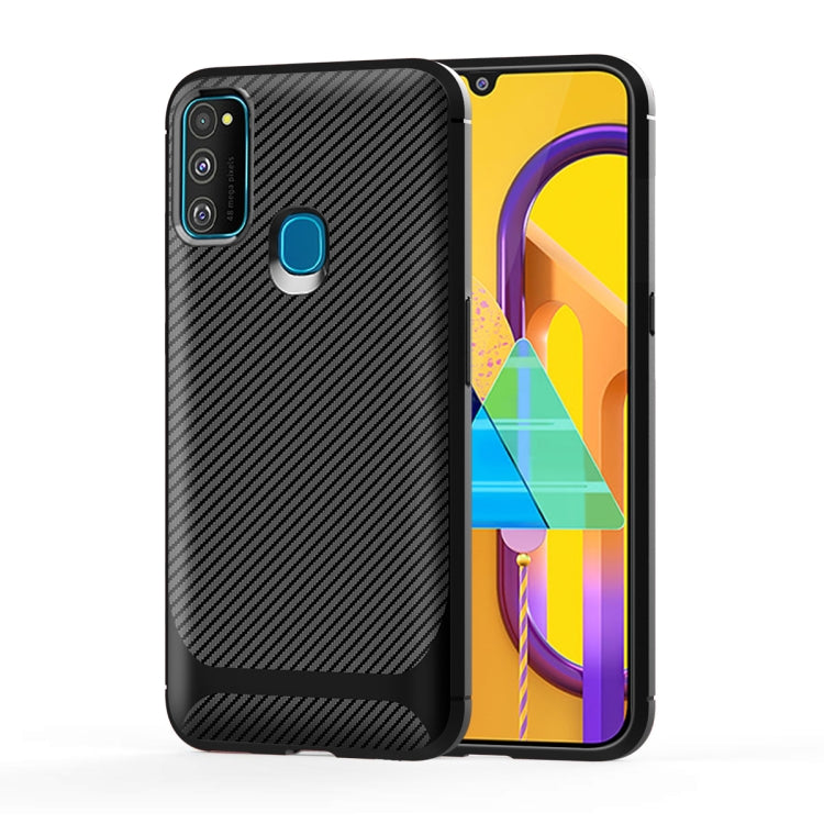 For Galaxy M21 Carbon Fiber Texture Shockproof TPU Protective Case