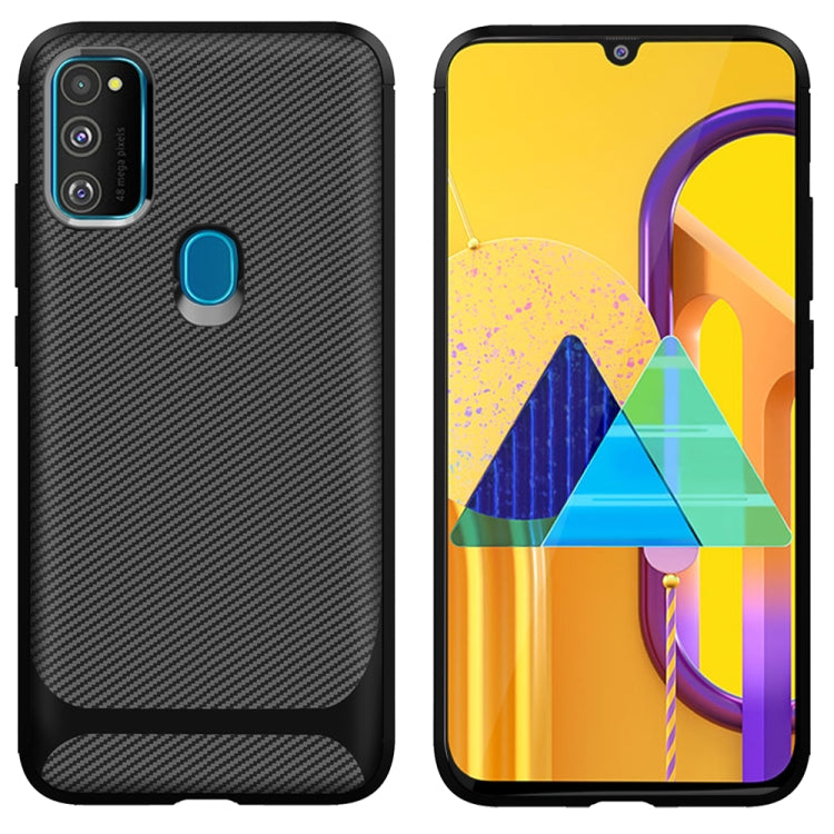 For Galaxy M21 Carbon Fiber Texture Shockproof TPU Protective Case
