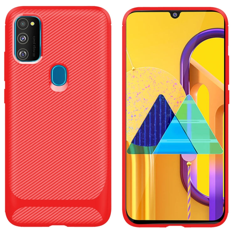 For Galaxy M21 Carbon Fiber Texture Shockproof TPU Protective Case