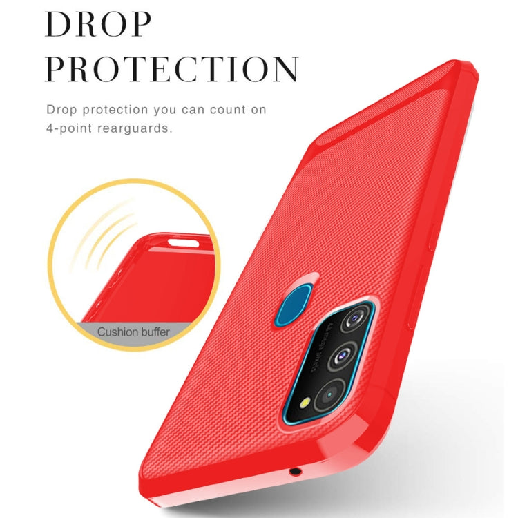 For Galaxy M21 Carbon Fiber Texture Shockproof TPU Protective Case
