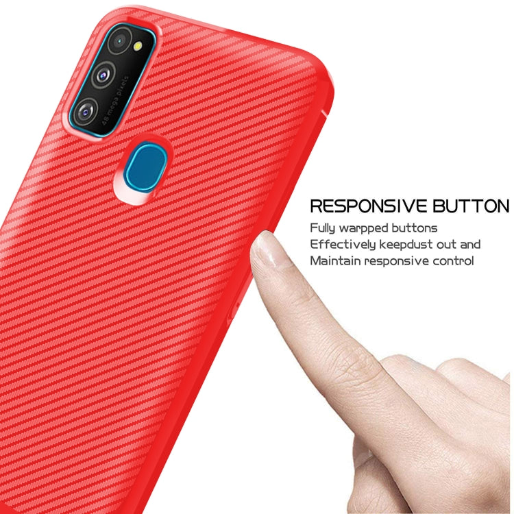For Galaxy M21 Carbon Fiber Texture Shockproof TPU Protective Case
