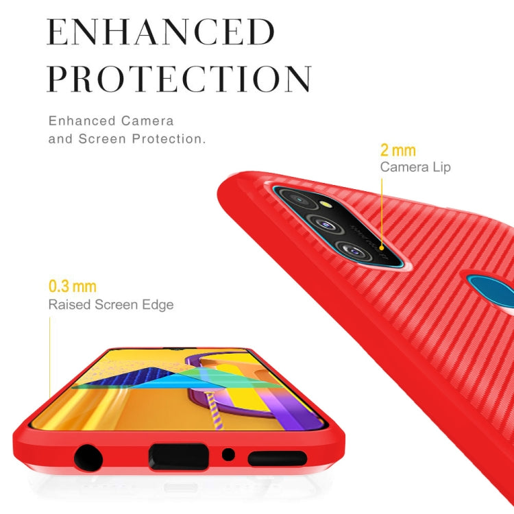 For Galaxy M21 Carbon Fiber Texture Shockproof TPU Protective Case