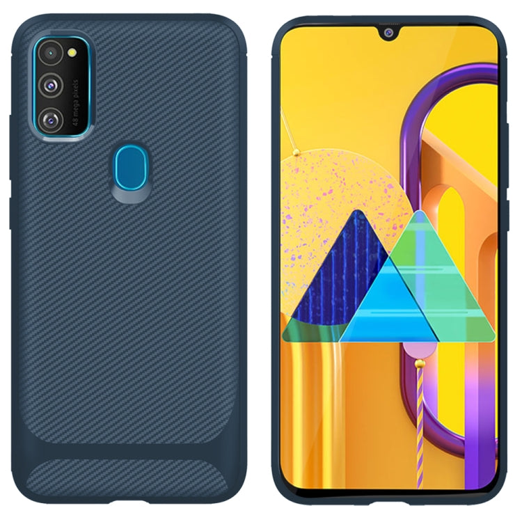 For Galaxy M21 Carbon Fiber Texture Shockproof TPU Protective Case