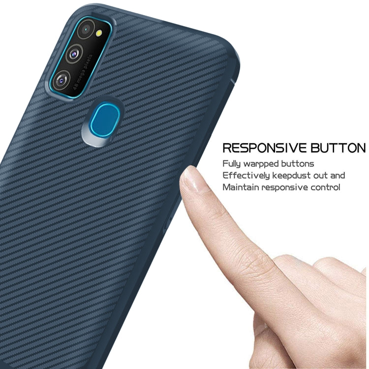 For Galaxy M21 Carbon Fiber Texture Shockproof TPU Protective Case