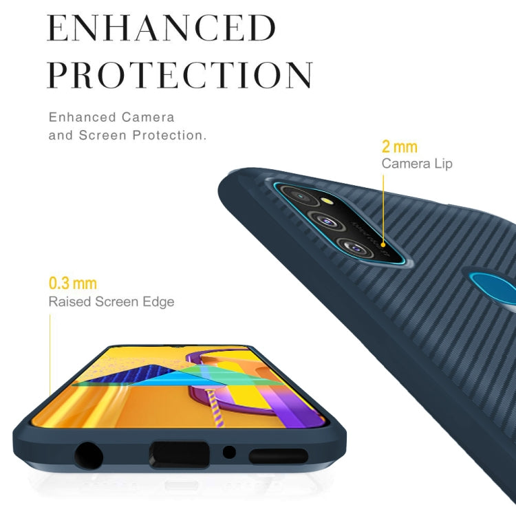 For Galaxy M21 Carbon Fiber Texture Shockproof TPU Protective Case