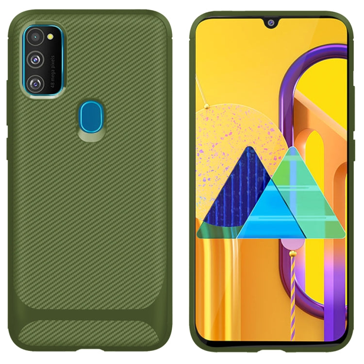 For Galaxy M21 Carbon Fiber Texture Shockproof TPU Protective Case