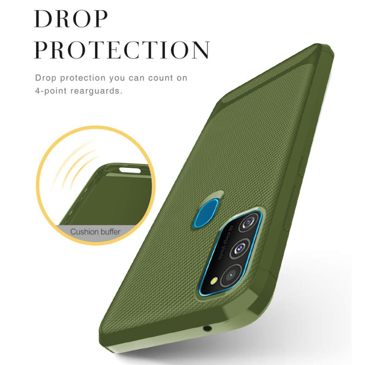 For Galaxy M21 Carbon Fiber Texture Shockproof TPU Protective Case