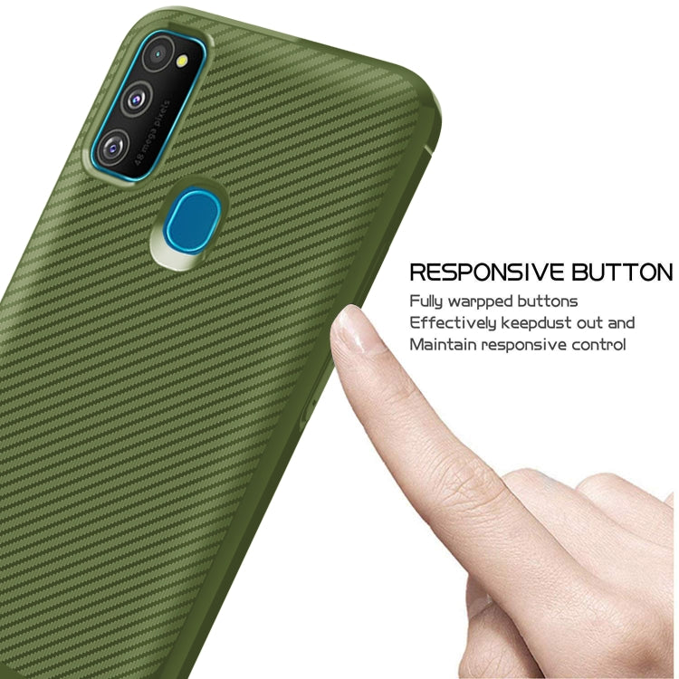 For Galaxy M21 Carbon Fiber Texture Shockproof TPU Protective Case