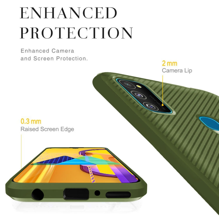 For Galaxy M21 Carbon Fiber Texture Shockproof TPU Protective Case