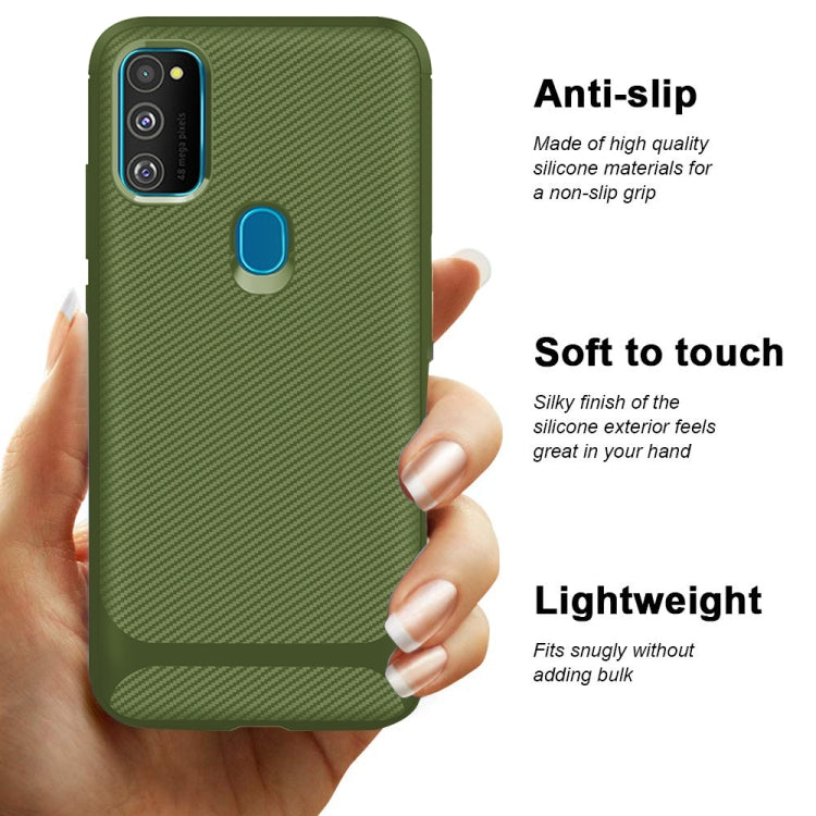For Galaxy M21 Carbon Fiber Texture Shockproof TPU Protective Case