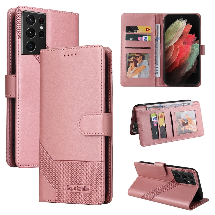 For Samsung Galaxy S21 Ultra 5G GQUTROBE Skin Feel Magnetic Leather Phone Case