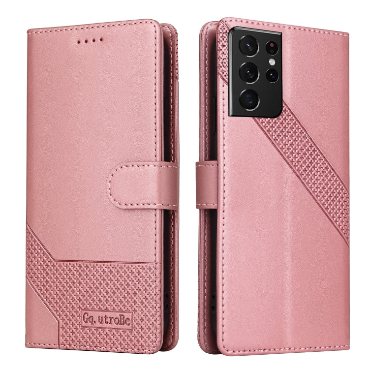 For Samsung Galaxy S21 Ultra 5G GQUTROBE Skin Feel Magnetic Leather Phone Case
