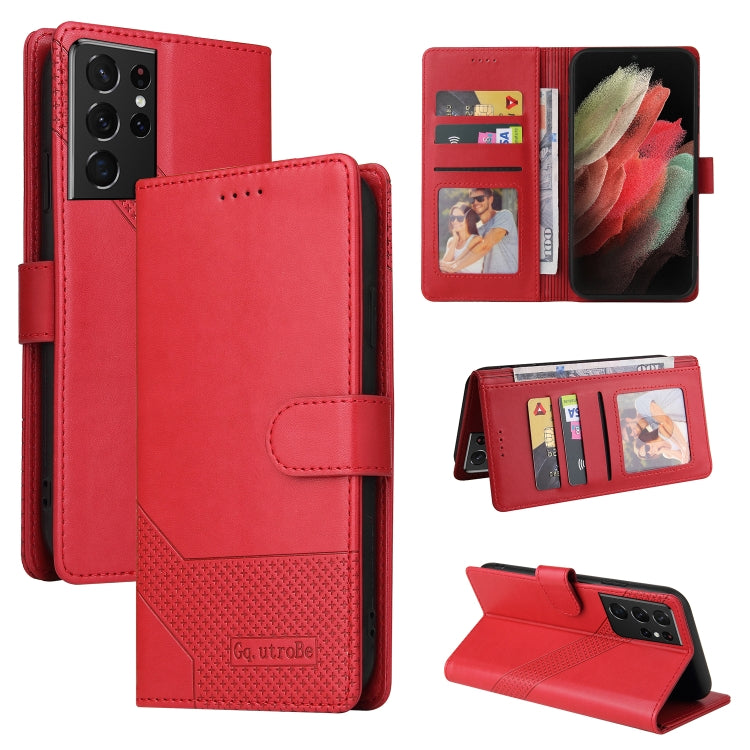 For Samsung Galaxy S21 Ultra 5G GQUTROBE Skin Feel Magnetic Leather Phone Case