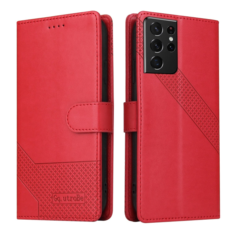 For Samsung Galaxy S21 Ultra 5G GQUTROBE Skin Feel Magnetic Leather Phone Case