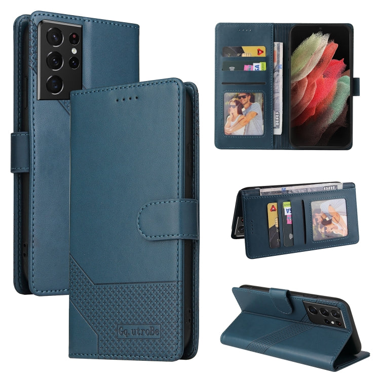 For Samsung Galaxy S21 Ultra 5G GQUTROBE Skin Feel Magnetic Leather Phone Case