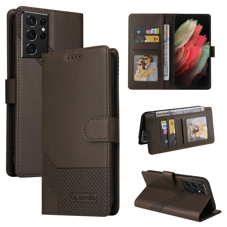 For Samsung Galaxy S21 Ultra 5G GQUTROBE Skin Feel Magnetic Leather Phone Case