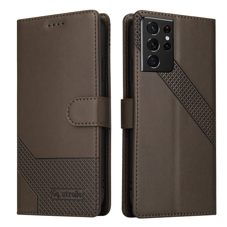 For Samsung Galaxy S21 Ultra 5G GQUTROBE Skin Feel Magnetic Leather Phone Case