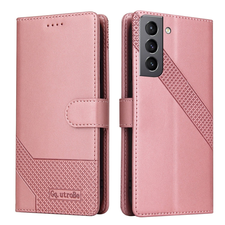 For Samsung Galaxy S21 FE 5G GQUTROBE Skin Feel Magnetic Leather Phone Case