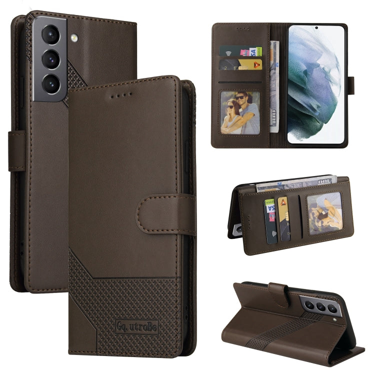 For Samsung Galaxy S21 FE 5G GQUTROBE Skin Feel Magnetic Leather Phone Case