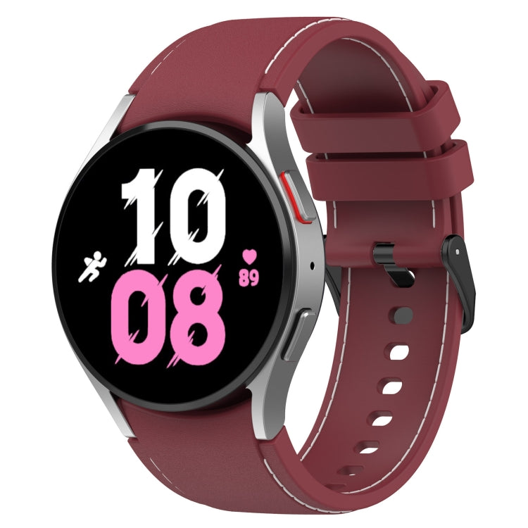 For Samsung Galaxy Watch5 / Watch5 Pro /  Watch4 Leather Texture Silicone Watch Band