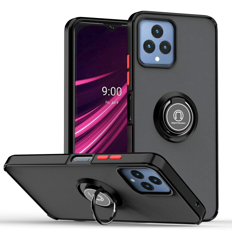 For T-Mobile REVVL 6 5G Q Shadow 1 Series TPU + PC Phone Case with Ring