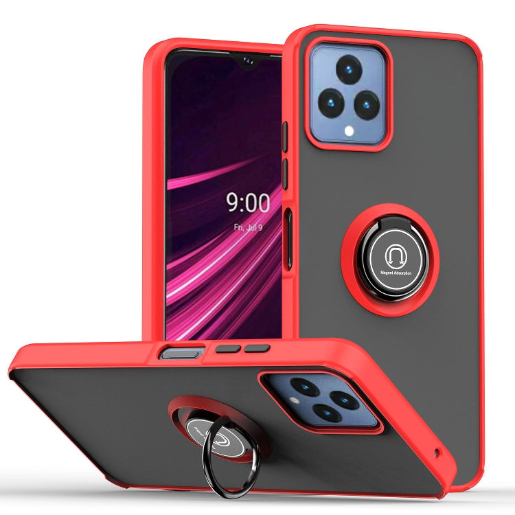 For T-Mobile REVVL 6 5G Q Shadow 1 Series TPU + PC Phone Case with Ring