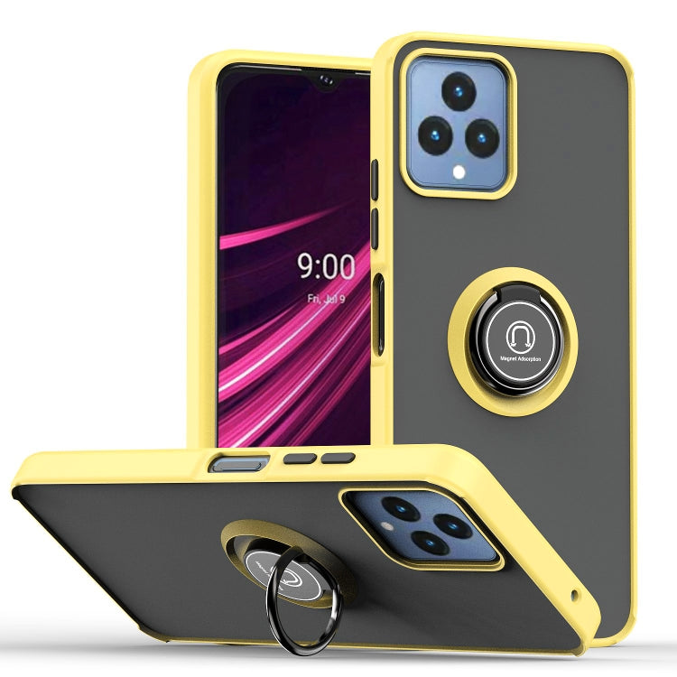 For T-Mobile REVVL 6 5G Q Shadow 1 Series TPU + PC Phone Case with Ring