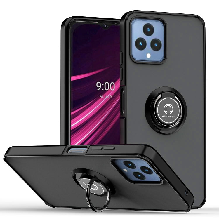 For T-Mobile REVVL 6 5G Q Shadow 1 Series TPU + PC Phone Case with Ring